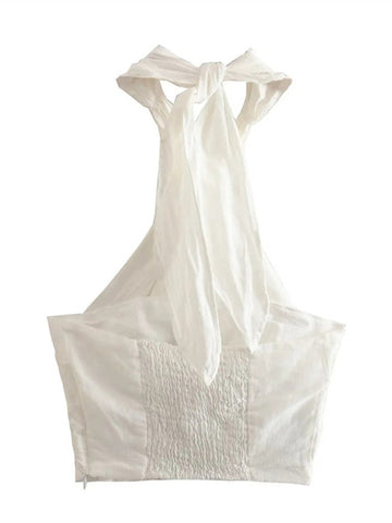 Yipinpay 2023 White Crop Top Women Backless Halter Top Female Off Shoulder Summer Sexy Woman Tops Y2k Streetwear Orange Tank Tops